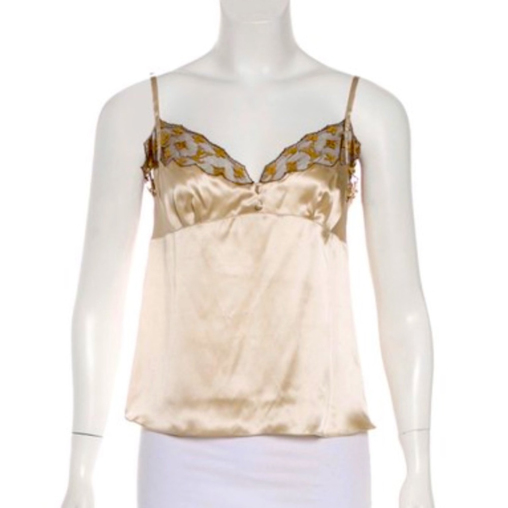 RARE Vintage Louis Vuitton monogram lace silk cami tank top